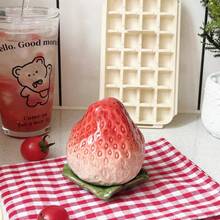 1 Piece Of Simulated Ceramic Fruit Persimmon Money Jar, Tea Sealed Jar, Creative Strawberry Ceramic Jar, Home Decoration Ornament