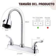 Mezcladora para Fregadero, Llave de Fregadero de Cocina Flexible, Grifo de Cocina con Dos Asas, Grifo de Cuerpo Principal de Latn, Acabado Cromo Espejo - inicial - Ver 7