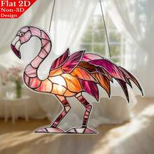 1 pieza Elegante atrapasol de vidrio con diseño de flamenco - Diseño acrílico 2D vibrante, perfecto para sala de estar, dormitorio, patio - Decoración colgante con tema tropical, regalo ideal para amantes de las aves, decoración de flamencos