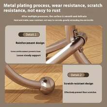 Stainless Steel Small Round Living Room Table (Vintage/Retro Style) Space-Saving Nightstand With Sturdy Bracket Base (Sofa/Coffee/End Table For Bedroom/Balcony) - Walnut - View 6