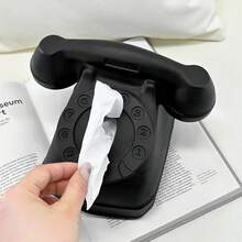 Caja de pañuelos creativa, almacenamiento de escritorio retro y nostálgico para la sala de estar, caja de papel - Negro - Ver 10