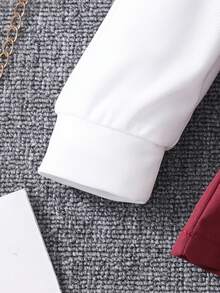 Young Girls Vintage Style Shirt Collar Blouse With Double-Breasted Button Decor + Elastic Waist Casual Pants Two Pieces Set, Comfortable For Daily Wear And Outings, Autumn/Winter