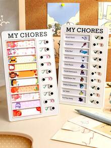 Reusable Detachable Weekly Planner Board And Self-Discipline Punch Card - PVC Habit Training Organizer With Replaceable Blank To-Do List Cards, Daily Study And Reading Schedule, Attendance And Task Time Cards, Chore List, Timed Study Plan And Home Routine Tracker; Portable Detachable Cardboard Student Planner - Multicolor - View 5