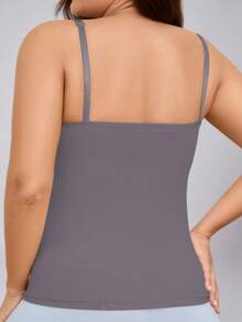 大码女式休闲条纹吊带背心，圆领设计，弹力针织面料，套头款式，带胸垫和罩杯衬里，适合所有季节，舒适百搭