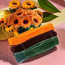 [320pcs/Pack] Soft Golden Fiber Cleaning Sticks - Chenille Fiber Craft Material, Suitable For DIY Flower Arranging Sets - Graduation, Wedding, Valentine's Day Gift Bulk Supply - Multicolor - View 4