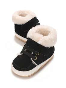 Infant Toddler Shoes, Thick Thermal Lined 0-1 Years Old Infant Boys Girls Non-Slip Soft Sole Warm Snow Boots, Winter - Black - View 4