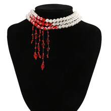 1 Pcs Dripping Blood Imitation Pearl Necklace Niche Personality Shopping Hip-Hop Girl Style Collarbone Chain - 滴血腰鍊-X5980 - 查看 4