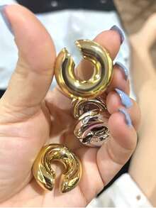 2pcs-6pcs Gothic Style Thick Hollow C-Shaped Ear Cuffs, Non-Piercing Earrings For Women Daily Wear