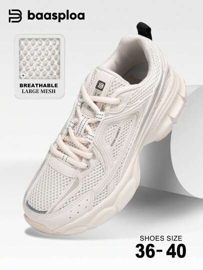 baasploa 1双女士休闲运动鞋，秋冬新款，透气厚底厚底鞋，轻便休闲鞋，复古风，软底徒步鞋，步行鞋，跑步鞋，时尚百搭品牌运动鞋