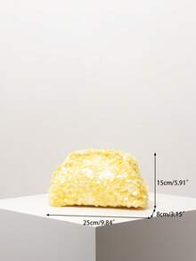 Women's Clutch Bag, Sequin Bag, Party Bag, Bridal Party Bag, Party Accessories, Women's Party Dress, Christmas Bag, Women's Christmas Gift, Elegant Women's Handbag, Wedding Supplies (Random Pattern) - Yellow - View 7