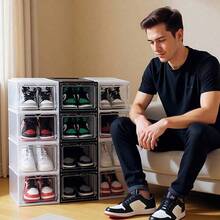 Hộp đựng giày trong suốt có nắp - Hộp đựng giày xếp chồng chắc chắn, Giá để giày chuyên nghiệp có cửa từ, Giá để giày chống bụi, Giá để giày thể thao cho nam và nữ, Giá để giày thể thao bằng nhựa lớn mở phía trước, Thích hợp cho nhà bếp, phòng tắm, phòng ngủ, phòng khách và văn phòng, Hộp đựng đồ gia dụng, Lựa chọn lý tưởng cho không gian lưu trữ mở. - Nhiều màu - Xem 4