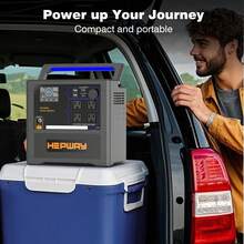 Hepway Power Station 1500W Peak Solar Generator W/ 4 1500W Peak Battery Backup 1154Wh With Pure Sine Wave 120V AC Car Outlets PD 3.0 Lithium Battery Pack Power Supply, Refrigerator Mode, 35dB Power Bank For Camping, Off-Grid, Power Outage RV Van - 美規B型插(110-127V) - 查看 10