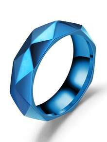 1pc Stainless Steel Faceted Diamond Ring, Suitable For Men's Daily Wear, Gifting, And Casual Outings