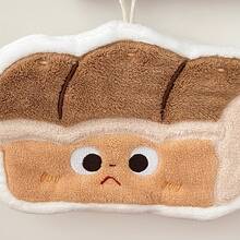 1 Piece Hanging Thick Absorbent Cute Cartoon Hand Towel - Coral Fleece, Quick-Drying And Breathable, Odorless, Suitable Kitchen And Bathroom Sink, Toast And Bread Pattern, Washable, Bathroom Accessories|Interesting Design|Absorbent Fabric, Bathroom Towel - Bánh mì cắt lát - Xem 7
