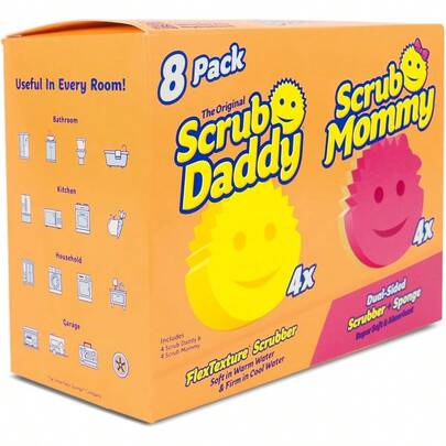 And Scrub Mommy 8 Pack Multipurpose Cleaning Sponges Soft In Warm Water Firm In Cold Water For Tough Cleaning Scratch Free Odour Resistant Ergonomic 8 Pack