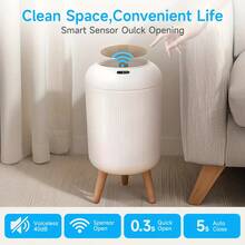 EZIFY 3 Gallon/11 Liter Smart Motion Sensor Trash Can - Plastic Bin With Anti-Odor Lid, Silent Auto On/Off & Removable High Legs, Suitable For Home/Office/Outdoor - White - View 2