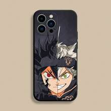 Custodia per telefono compatibile con Asta Black Clover, adatta per modelli 17, 16, 15, 14, 13, 12, Pro, Max, Plus, E, SE4, Air, Mini, in morbida cover nera