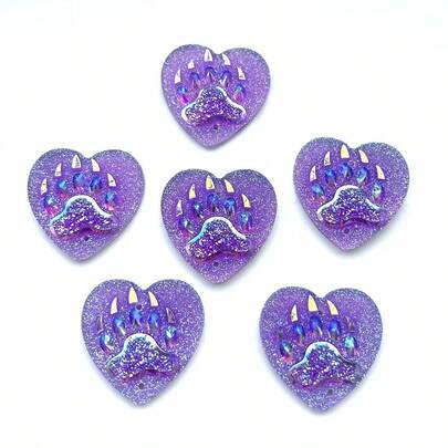 10 pezzi 25mm Nero/Viola AB Cuore Resina Zampa d'Orso Strass Piatto Indietro Scrapbooking FAI DA TE Decorazione Gioielli Orecchini Indigeni