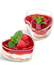 10pcs 5oz Heart-Shaped Dessert Cups, Suitable For Holding Tiramisu, Clear Plastic Pies, Round Appetizers, Fruits, Puddings, Mousses, Ice Creams, Etc. Applicable For Birthday, Party, Wedding, Valentine's Day, New Year, Christmas And Other Occasions. - Multiple Colors/random Styles - View 2