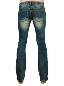 YANGCANREN Men's Fashionable Slim Fit Flared Stretch Jeans - Dark Green - View 4