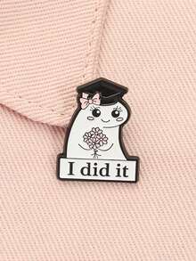 1 件可爱的毕业主题珐琅胸针，毕业庆典风格，粉色蝴蝶结微笑学位帽胸针，适合作为送给学生朋友的毕业礼物 - 彩色 - 查看 3