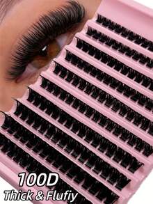160pcs 100D Fluffy & Voluminous Cluster False Eyelashes, D Curl Individual DIY Lash Extension, Soft & Natural, Lightweight & Fluttery - D - View 2