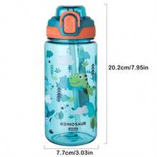 1 pièce Bouteille d'eau pour enfants de 600 ml avec impression de dessin animé, bouteille d'eau de sport avec paille, tasse à boire portable pour la maison, le bureau, l'école et l'extérieur