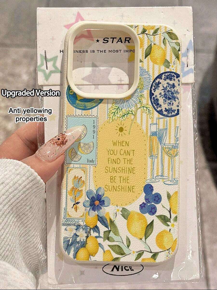 1pc1pc Fashionable Summer Lemon Patchwork Vertical Stripe Textured Anti-Drop Soft Phone Case, Compatible With Apple And Phonesvalentines Gifts Phone Cases - Nhiều màu 2 - Xem 1
