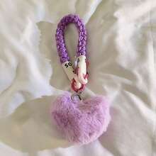 1 件蓬松心形吊坠，可旋转手机挂绳，包包挂饰，钥匙扣，适用于一般手机 - 彩色 - 查看 17