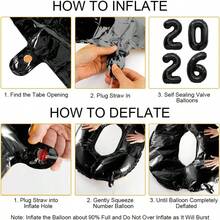 2026 Balloons Black 2026 Balloon Numbers 40 Inch 2026 Numbers For New Year Large Number Balloons 2026 Foil Mylar Balloon For 2026 New Year Eve Party Supplies Birthday Anniversary Graduation Decoration - 黑色 - 查看 4