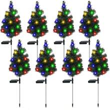 8 Pieces Of Solar-Powered Christmas Tree Lights - Waterproof IP45, Suitable For Outdoor Lawns - Solar Outdoor Lights, Holiday Decorations, Outdoor Courtyards, Gardens, Lawns, Pathway Lights, Ambient Lights, Christmas Courtyard Decorative Lights
