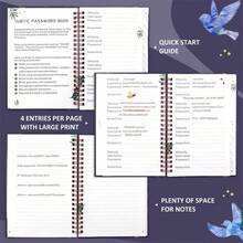 Spiral Flowers Internet Password Book With Alphabetical Tabs Logbook 140 Pages - Navy Blue - View 8