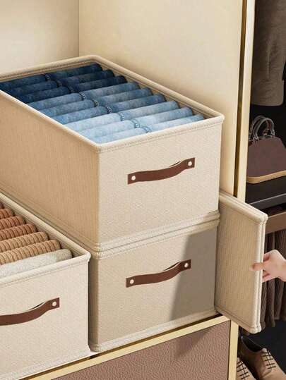 1 Pieza/Set Caja de almacenamiento plegable de tela de Oxford beige, sin compartimentos, utilizada para organizar ropa, vaqueros y suéteres en el armario. Decoración de otoño, decoración navideña, decoración de la habitación, decoración del hogar, decoración de otoño, decoración del dormitorio, almacenamiento del dormitorio, es una excelente caja de almacenamiento para regalos de Halloween, regalos de Navidad, San Valentín, Año Nuevo