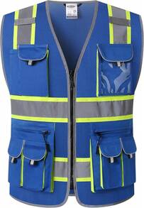 10 Pockets Hi-Vis Neon Color Frontal Zipper Mesh  Vest For Men Women  Utility For Works Comply To ANSI/ISEA Standards (86-Blue 3XL),24200185 - 藍色 - 查看 1