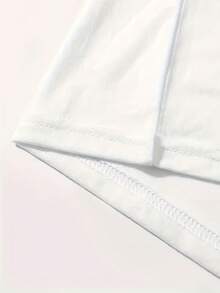 Women's T-Shirt Blue Floral Bow Print Text Design Plus Size Casual Summer Top 220g - 白色 - 查看 4