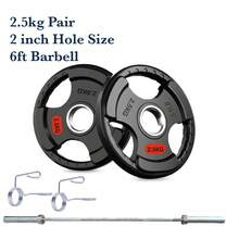 Shark Power Gear Tri Grip Weight Plates (Pair & Sets) – Compatible With 2 Inch Barbell (4ft / 5ft / 6ft / 7ft) – Full Home Gym Strength Kit - A - Ver 37