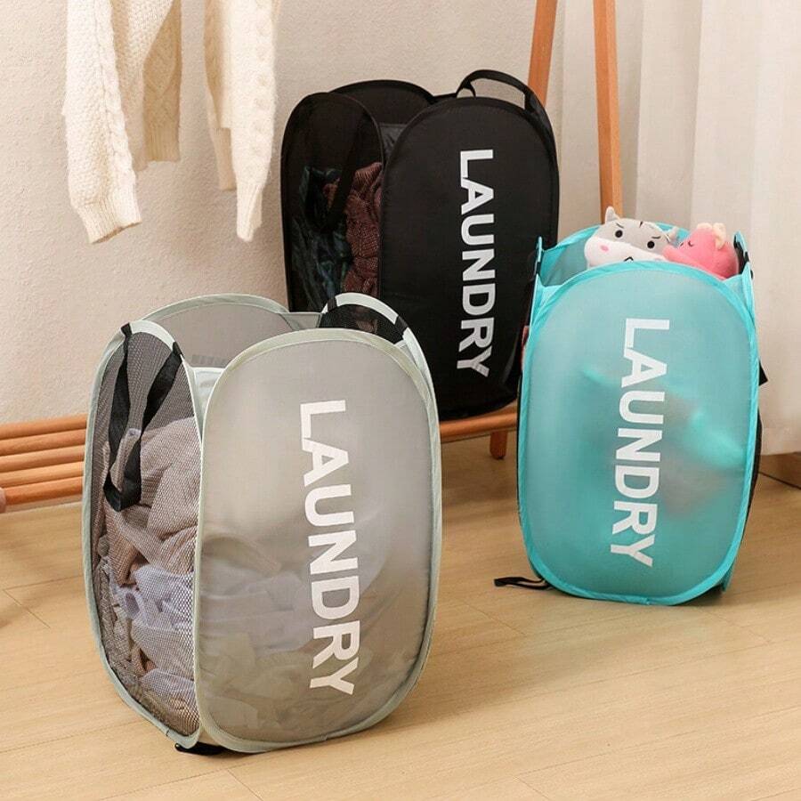 1pc Foldable Household Dirty Clothes Storage Basket, Large Capacity Laundry Hamper For Bathroom, Washroom Dirty Clothes Collection