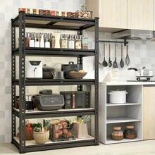 Heavy Duty 5-Tier Metal Garage Shelving Unit, 35.5inch W X 72inch H X 16inch D, Adjustable Storage Rack With Rolled Edge Design, 2500 Lbs Capacity, Easy To Assemble, Suitable For Garage, Pantry, Closet Or Office, Garage Accessories - 黑色 - 查看 3