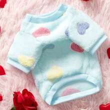 秋冬新款宠物狗猫衣服，奶油色贵宾犬泰迪比熊犬小型犬牵引绳羊毛连帽衫 - 藍色 - 查看 11