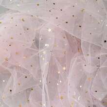 1pc Metallic Star & Moon Mesh Fabric, Sequin Starry Sky Tulle, Wedding Backdrop Veil, DIY Craft Material, Multi-Color Options - Multicolor - View 29