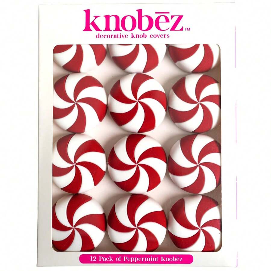 12PCS Of Decorative Door Handle Covers - Red Mint - Flexible Hardware Decoration, Suitable For Holidays/Winter/Christmas/Valentine's Day, Kitchen/Bathroom/Dressing Table/Home - Multicolor - View 1