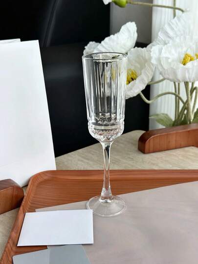 Italian Crystal Fluted Champagne Glass Diamond Cut Craft, Crystal Glass Material Perfect For Cold Drinks, Juices. Ideal For Daily Use, Family Gatherings, Restaurants, Parties, Banquets, Weddings. Great As A Gift.