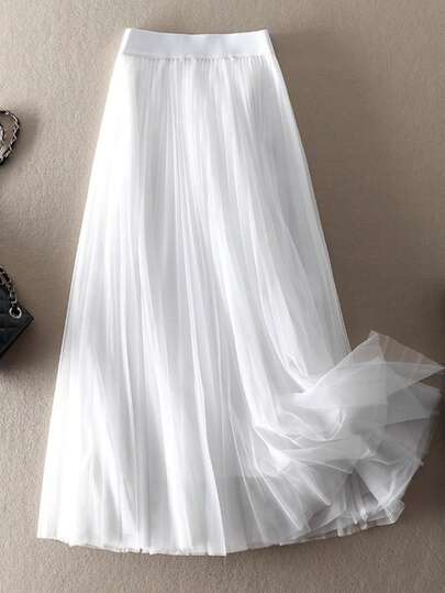 Jupe plissée élégante en maille pour femmes LuminousWealth, convenant pour le port casual ou de bureau, minimaliste et gracieuse | Jupe en maille polyester, convenant pour toutes les saisons, idéale pour le Nouvel An, les fêtes