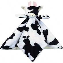 - Manta de  de animales de peluche suave de vaca de felpa con personajes de vaca, regalo de showercuarto de beb, beb recin nacido, beb y nio pequeo, manta para acurrucarse para nios y nias, 13 pulgadas cuernos naranjos - Cuernos Rosados + Small-13'' - Ver 2