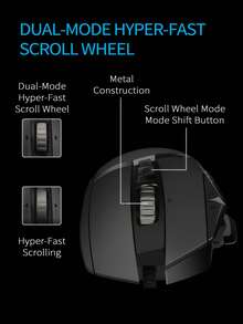 Logitech Ratón de juego G502 Hero - Sensibilidad ajustable de 25600 DPI / 11 botones programables / Pesos personalizables / Seguimiento de alta velocidad - Negro - Ver 2