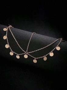 Boho Head Chain Gold Sequins Headbands Chain Layered Bridal Headpiece Jewelry Festival Halloween Wedding Hair Accessories For Women, Hair Jewellery - 金子 - 查看 6