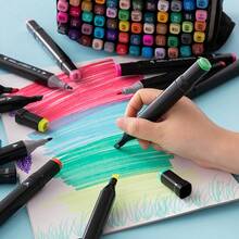 touchhero 168/120/80/48/36/24 PCS Marker Sets, Dual-Tips, DIY Craft Pens, Watercolor Pens, School Supplies, Professional Permanent Colors, For Painting, Sketching, Coloring, Calligraphy - Ideal For Halloween & Christmas Gifts, Art Lovers, Art Supplies - 120 種顏色和麥克筆 - 查看 3