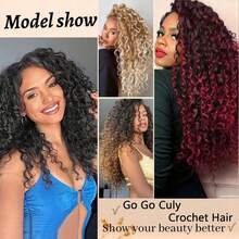 5PACKS Pre Looped Gogo Curl Crochet Hair 18 Inch Pre Twisted Short Curly Crochet Hair For Women Ocean Wave Braiding Hair Water Wave Deep Braiding Hair - Đen & Nâu - Xem 7