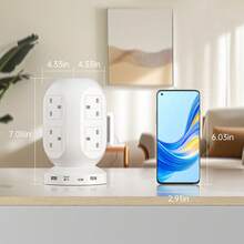 PASSUS Lantern-Shaped Power Strip With 8 AC Outlets And 4 USB Ports (2 Type-C PD20W), 6ft Flat Plug Extension Cord, Supports Multiple Connectors, Suitable For Office Supplies And Desktop Accessories, Available In 3 Colors