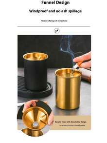 Windproof Stainless Steel Smokeless Ashtray For Cigars - Durable Indoor/Outdoor Use, Compact Design For Home, Office, Patio Or Car, Cigarette Ashtray, Patio Accessory, Modern Aesthetic, Sleek Metal Finish, High-Quality Construction, Outdoor Smoker, Minimalist Style, Sturdy Construction, Outdoor Enthusiast